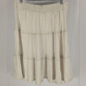 Caslon Cream 100% Linen Cream Peasant Style Adjustable Midi Skirt Size Large